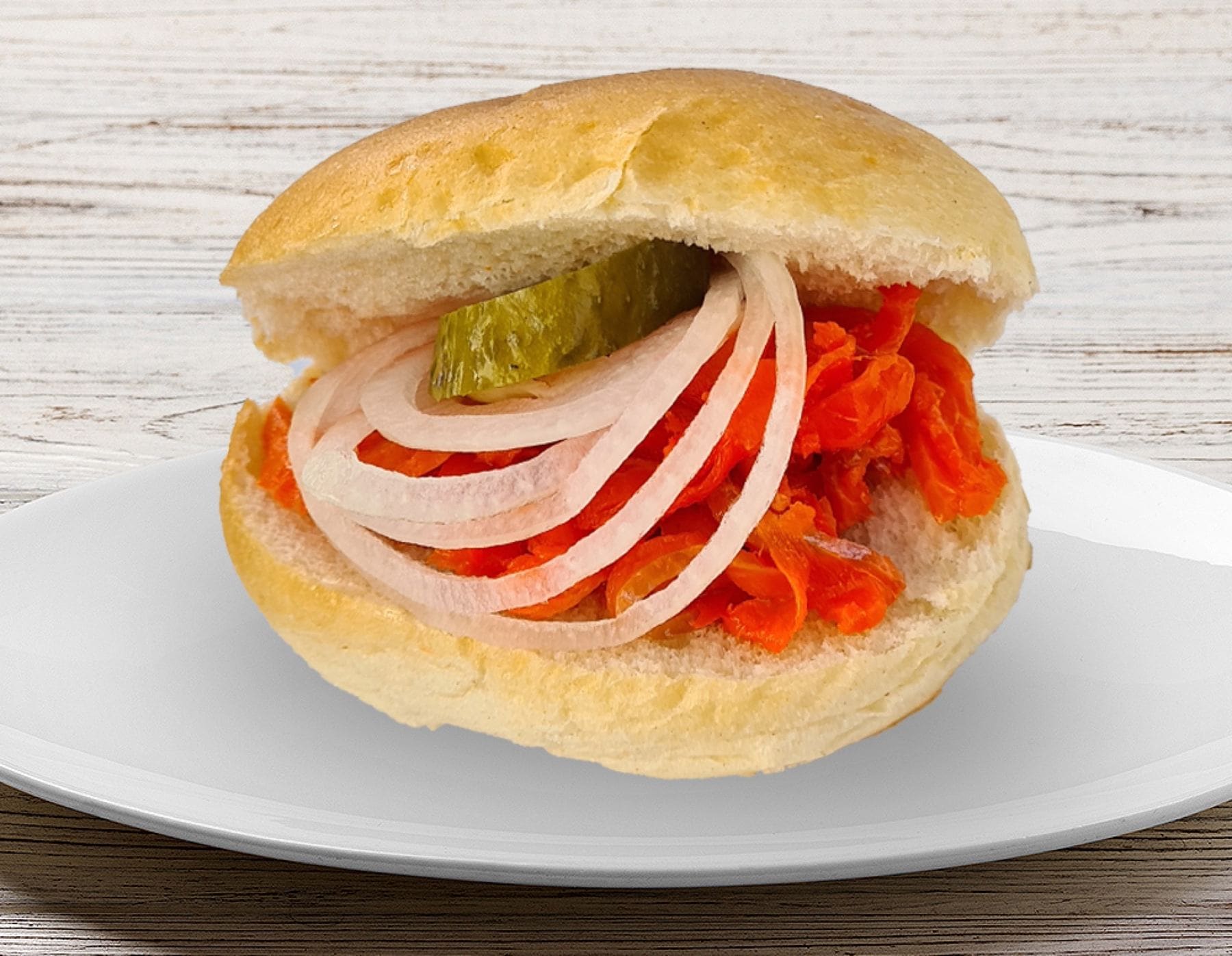 Brötchen mit Seelachsschnitzel.